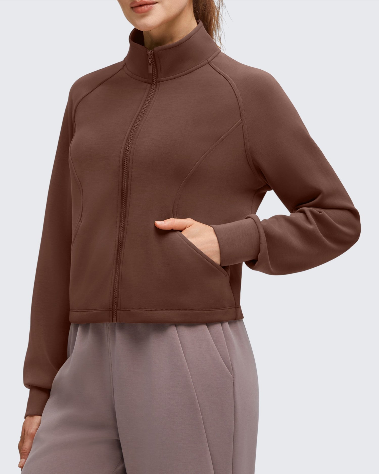 G4Free - Smoofit Modal Zip Up Mock Neck Pockets Sweatshirts -GF25M551AF-XS