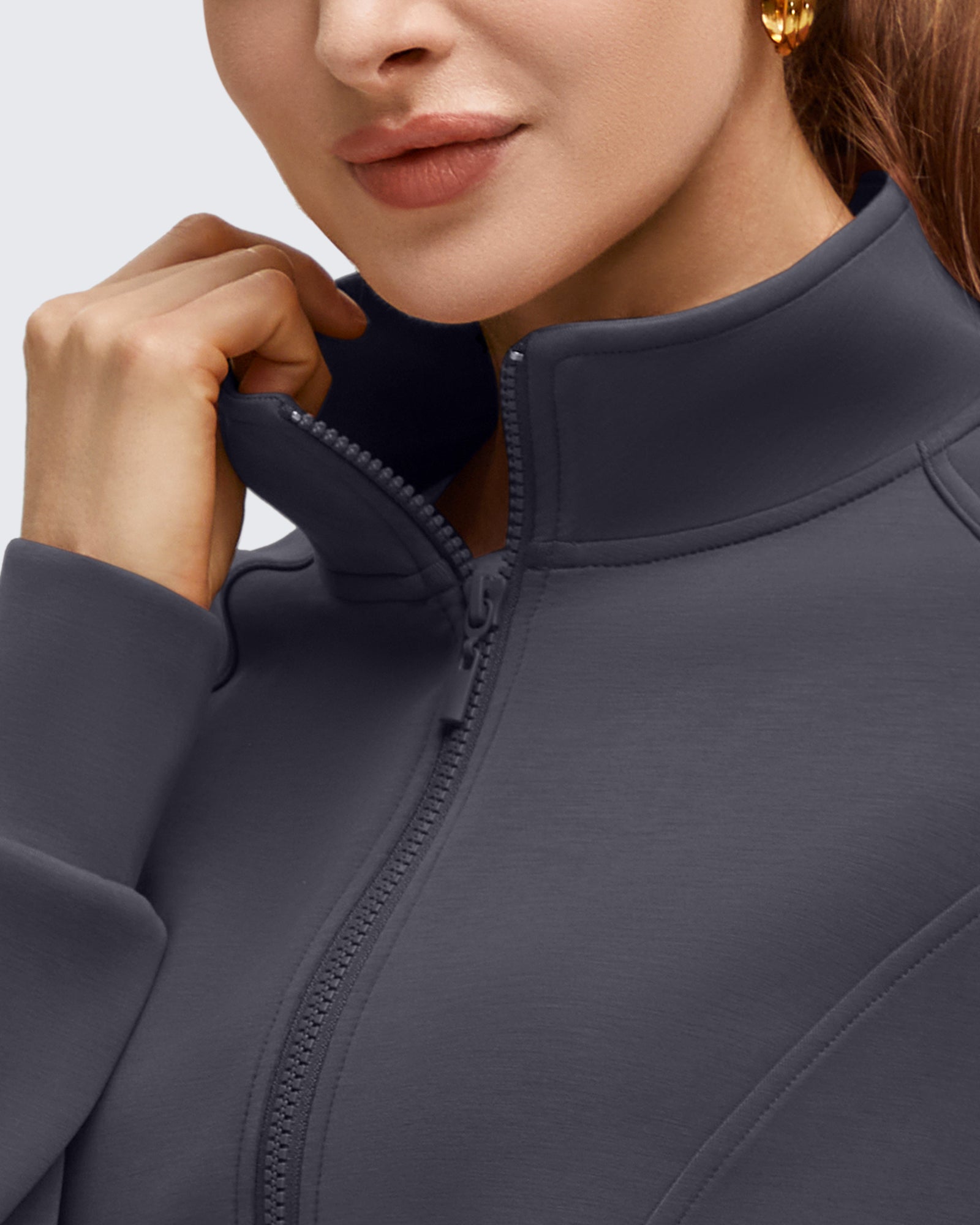 G4Free - Smoofit Modal Zip Up Mock Neck Pockets Sweatshirts -GF25M551AF-XS-GF25M551AA-S-GF25M551AB-M-GF25M551AC-L-GF25M551AD-XL