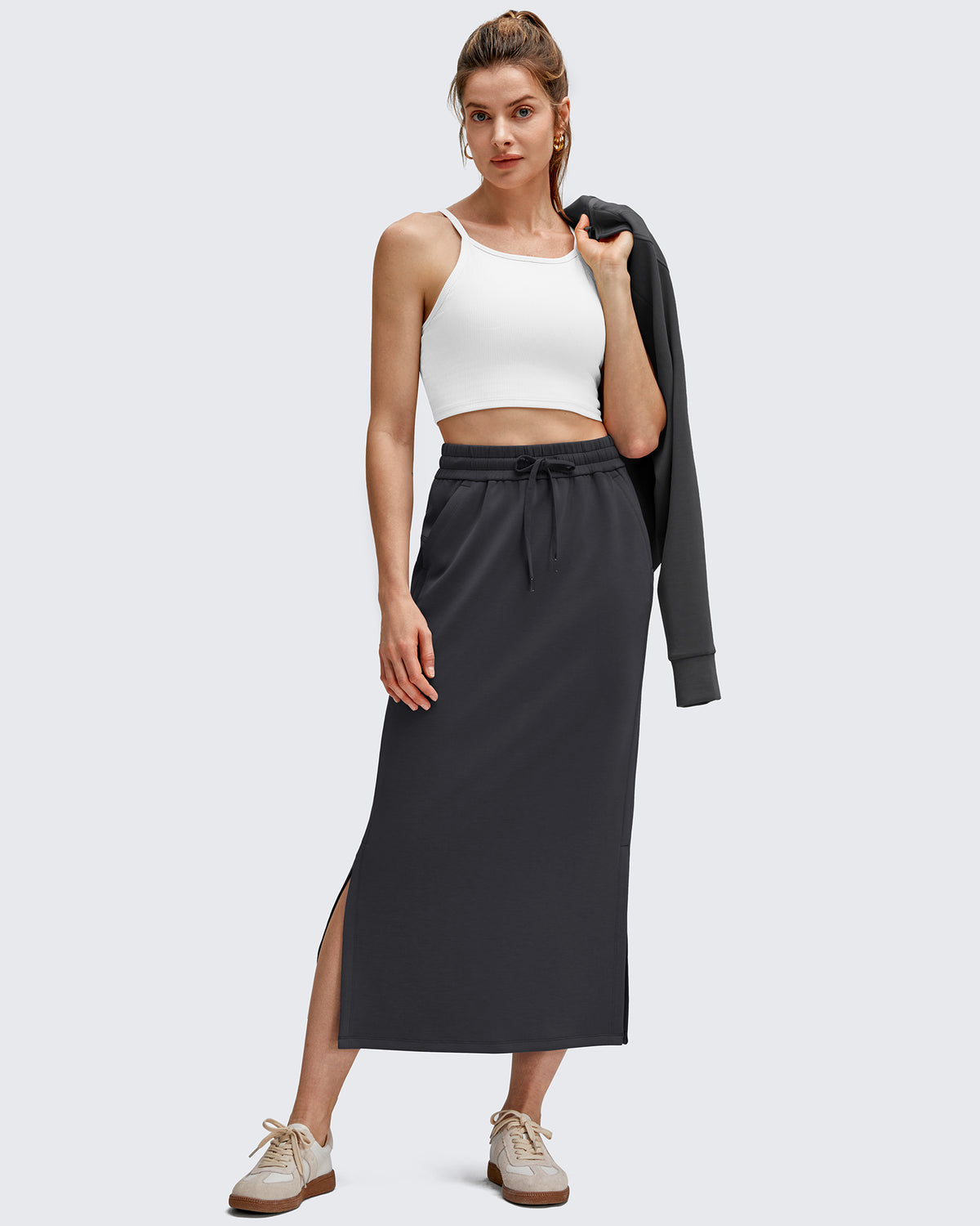 G4Free - Smoofit Side Slits Drawstring Long Skirts -GF25S465EA-S-GF25S465EB-M-GF25S465EC-L-GF25S465ED-XL-GF25S465EF-XS