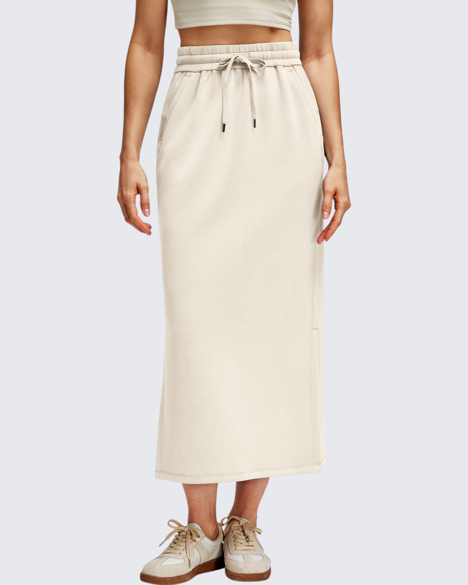 G4Free - Smoofit Side Slits Drawstring Long Skirts -GF25S465EA-S-GF25S465EB-M-GF25S465EC-L-GF25S465ED-XL-GF25S465EF-XS