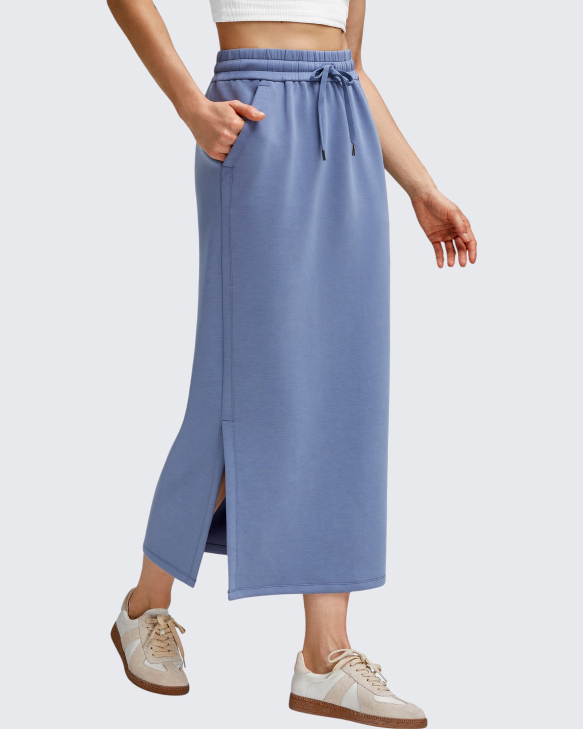 G4Free - Smoofit Side Slits Drawstring Long Skirts -GF25S465EA-S-GF25S465EB-M-GF25S465EC-L-GF25S465ED-XL-GF25S465EF-XS