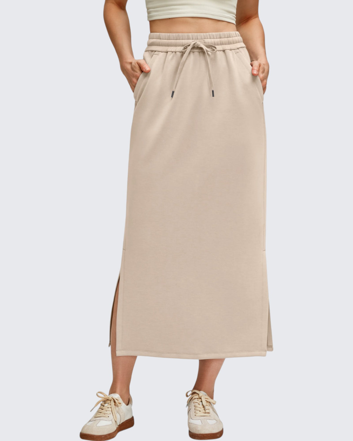 G4Free - Smoofit Side Slits Drawstring Long Skirts -GF25S465EA-S-GF25S465EB-M-GF25S465EC-L-GF25S465ED-XL-GF25S465EF-XS