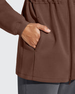 G4Free - Smoofit Zip Up Pockets Long Cinch Waist Jackets -GF25M738DA-S-GF25M738DB-M-GF25M738DC-L-GF25M738DD-XL-GF25M738DE-XXL