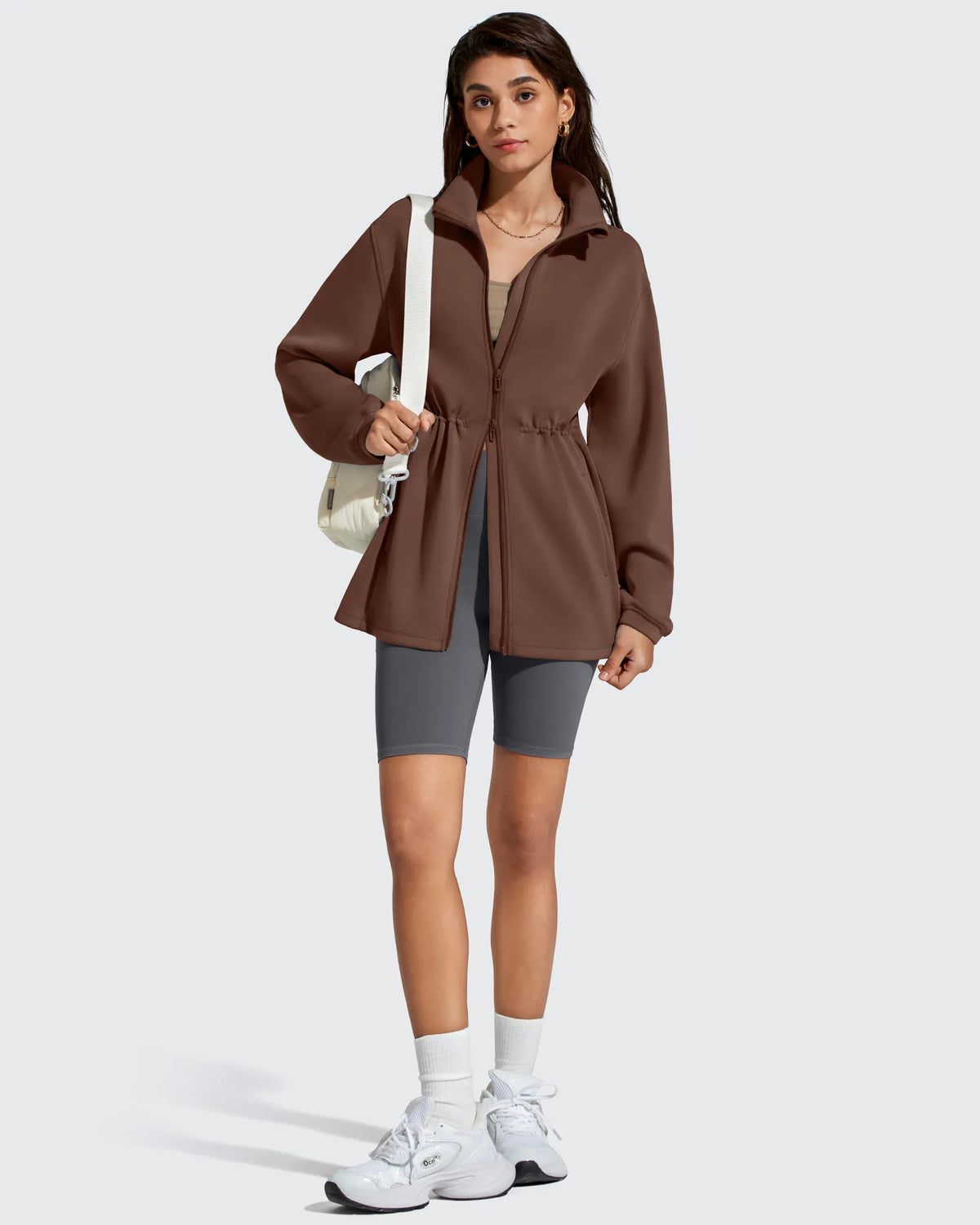 G4Free - Smoofit Zip Up Pockets Long Cinch Waist Jackets -GF25M738DA-S-GF25M738DB-M-GF25M738DC-L-GF25M738DD-XL-GF25M738DE-XXL