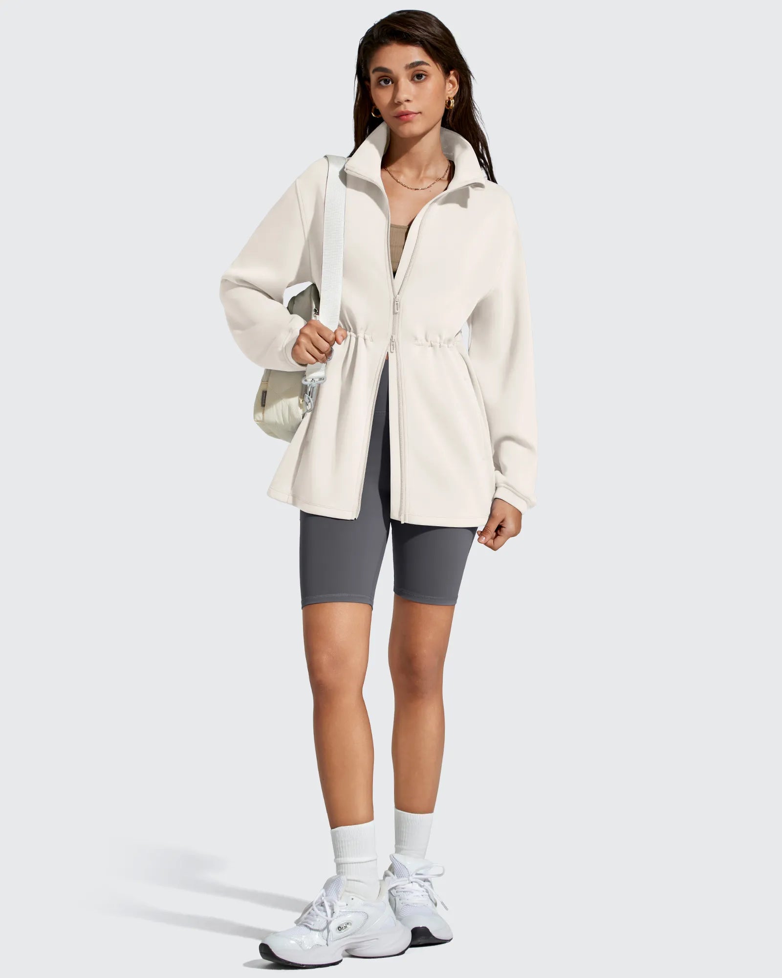 G4Free - Smoofit Zip Up Pockets Long Cinch Waist Jackets -GF25M738DA-S-GF25M738DB-M-GF25M738DC-L-GF25M738DD-XL-GF25M738DE-XXL