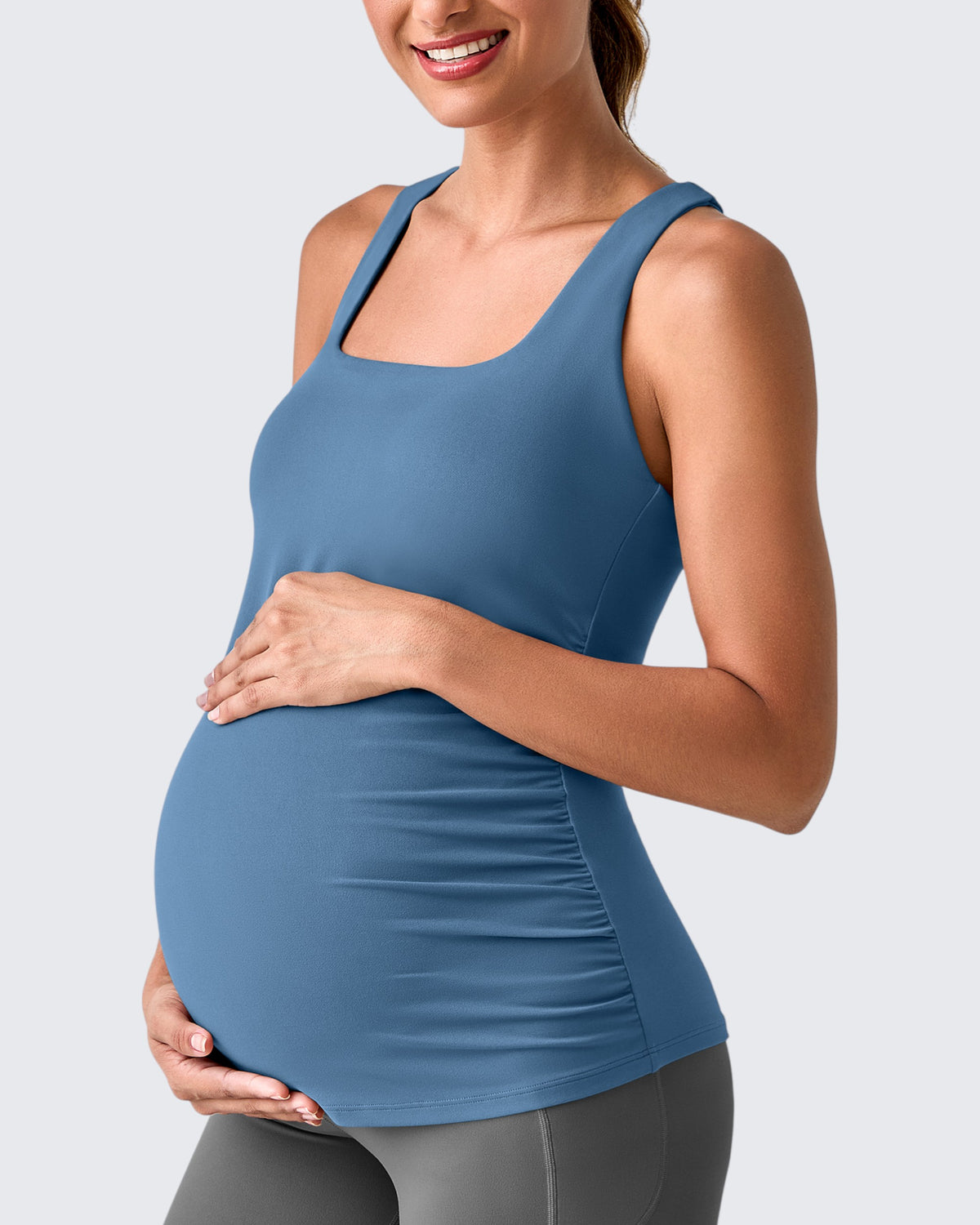 G4Free - Square Neck Ruched Pregnancy Workout Tanks -GF25LY415IA-S-GF25LY415IB-M-GF25LY415IC-L-GF25LY415ID-XL-GF25LY415IF-XS
