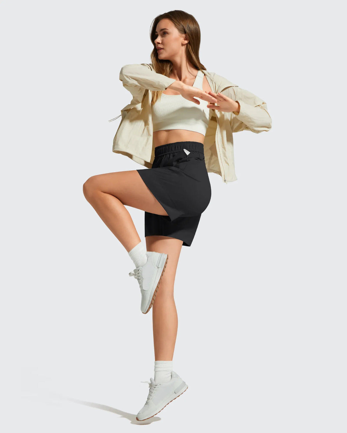 G4Free - Strowen Elastic Waist Wide Leg A Line Shorts 4'' -GF26E818A001F-XS-GF26E818A001A-S-GF26E818A001B-M-GF26E818A001C-L-GF26E818A001D-XL