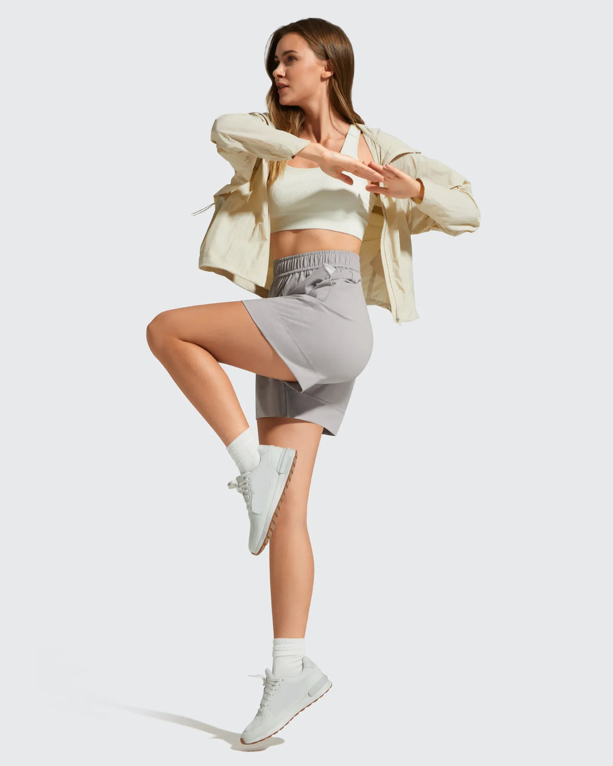 G4Free - Strowen Elastic Waist Wide Leg A Line Shorts 4'' -GF26E818A001F-XS-GF26E818A001A-S-GF26E818A001B-M-GF26E818A001C-L-GF26E818A001D-XL