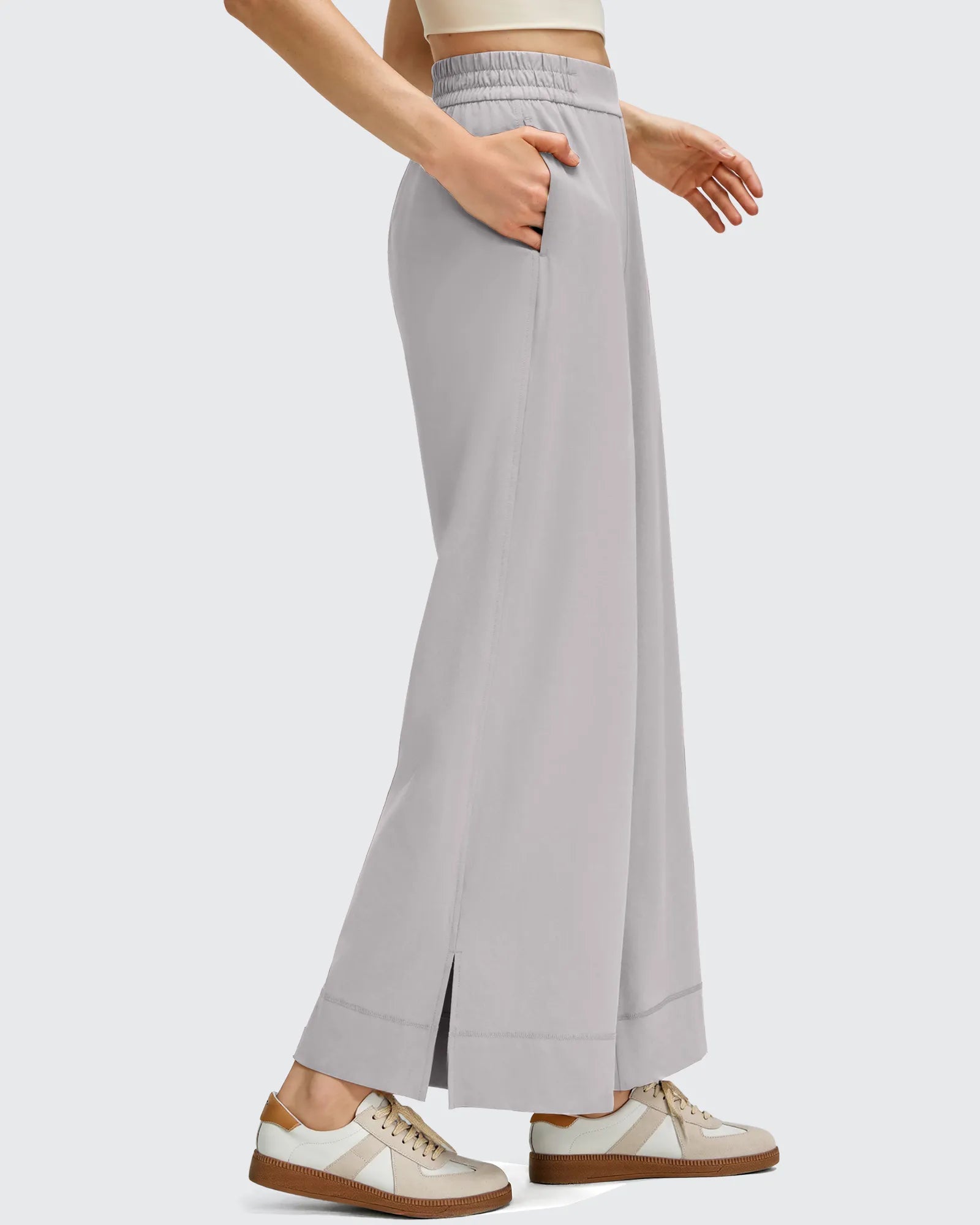 G4Free - Strowen Lightweight Ankle Splits Wide Leg Ankle Pants -GF25J608AA-S
