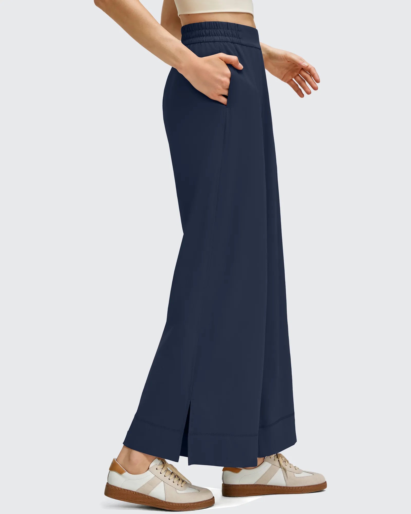 G4Free - Strowen Lightweight Ankle Splits Wide Leg Ankle Pants -GF25J608DA-S