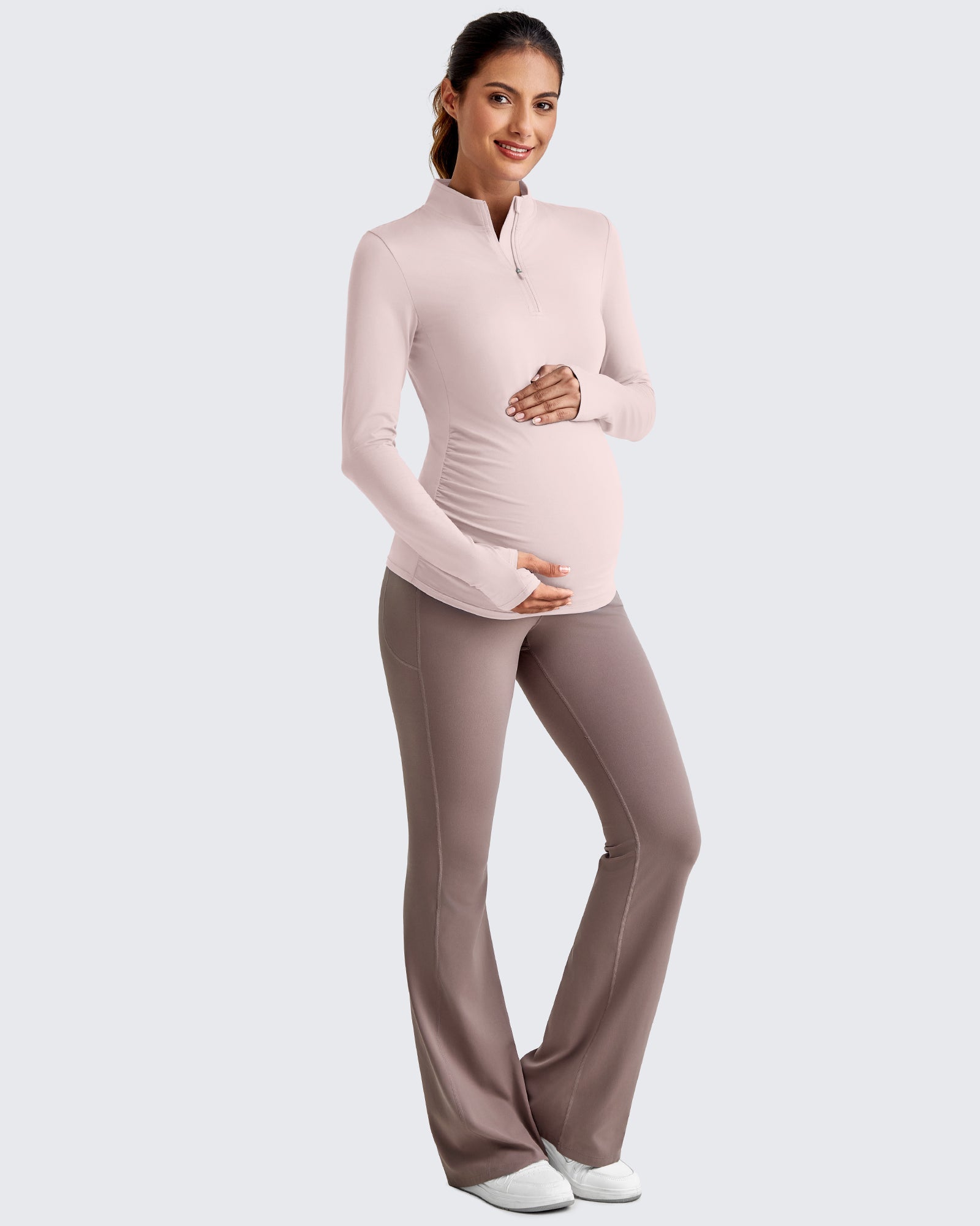 G4Free - UPF 50+ Half Zip Sun Maternity Shirts -GF25BY464BF-XS-GF25BY464BA-S-GF25BY464BB-M-GF25BY464BC-L-GF25BY464BD-XL