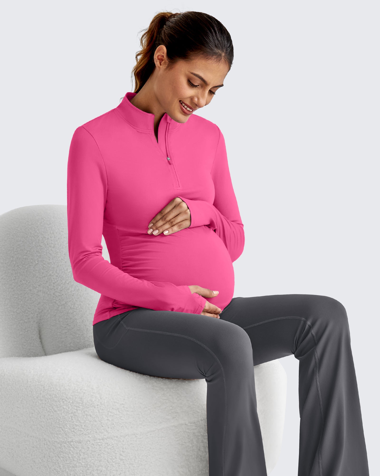 G4Free - UPF 50+ Half Zip Sun Maternity Shirts -GF25BY464BF-XS-GF25BY464BA-S-GF25BY464BB-M-GF25BY464BC-L-GF25BY464BD-XL