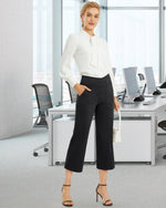 G4Free - Wide Leg High-Waisted Capri Work Pants 20'' -GF24J256AA-S-GF24J256AB-M-GF24J256AC-L-GF24J256AD-XL-GF24J256AE-XXL
