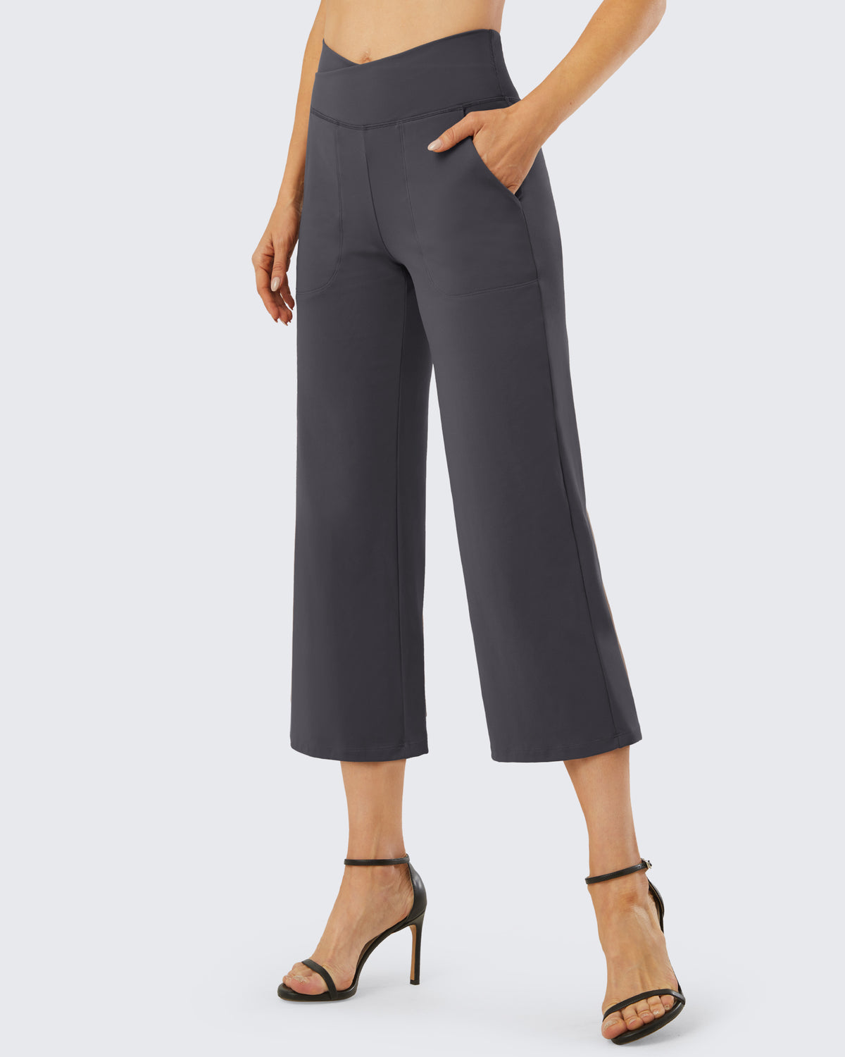G4Free - Wide Leg High-Waisted Capri Work Pants 20'' -GF24J256BA-S