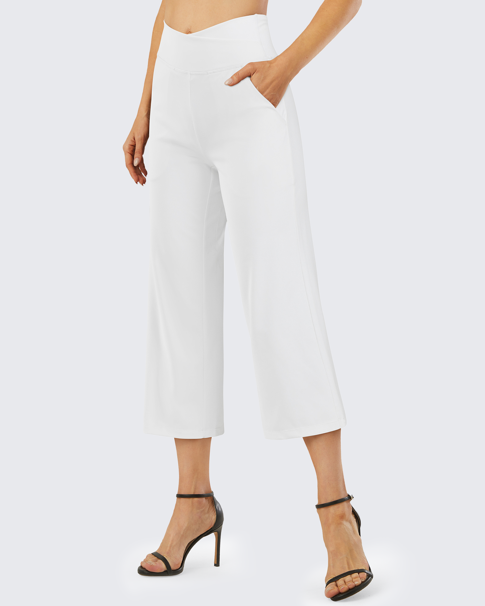G4Free - Wide Leg High-Waisted Capri Work Pants 23 -GF21D016AA-S