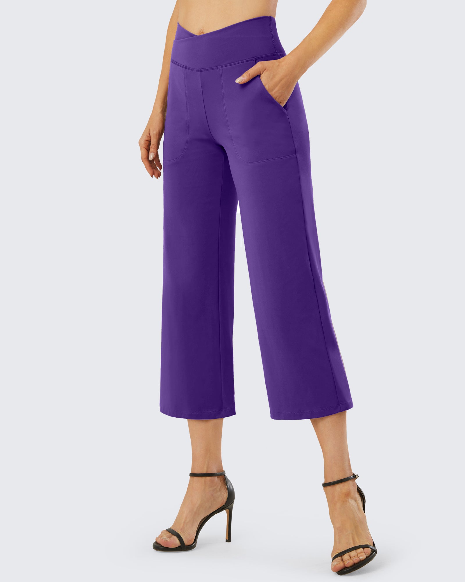 Cotton Wide Leg High Waist Capri Pants Women | G4Free