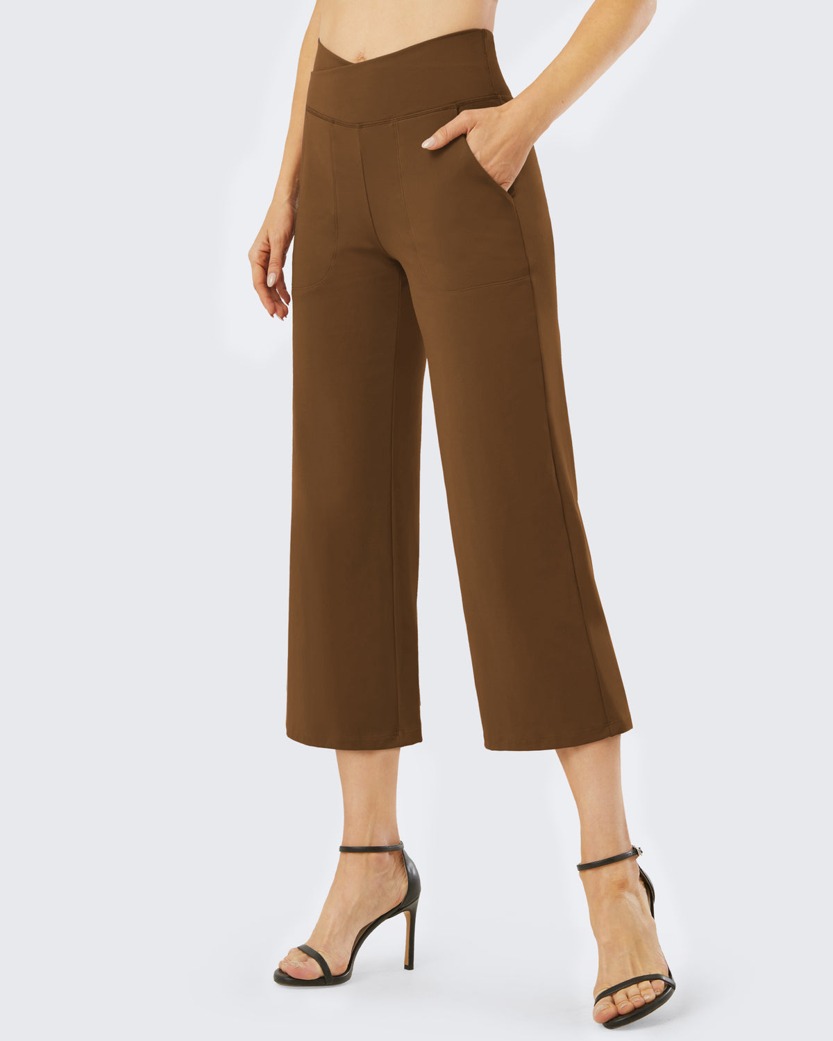 G4Free - Wide Leg High-Waisted Capri Work Pants 23 -GF21D016KA-S