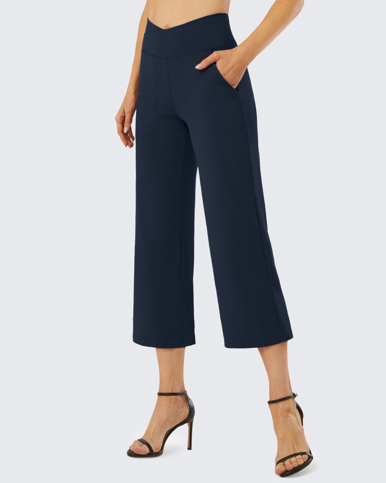 Cotton Wide Leg High Waist Capri Pants Women | G4Free