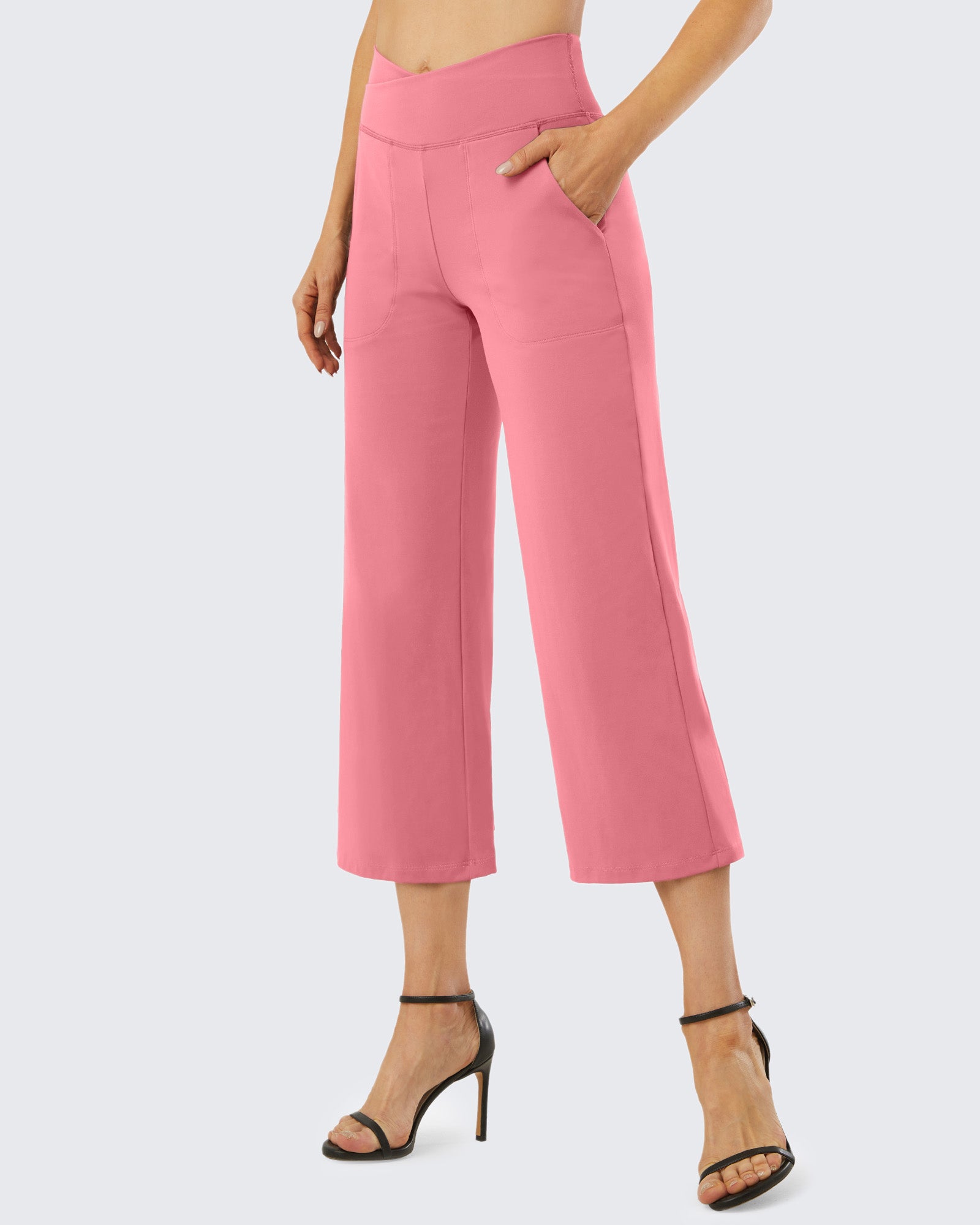 G4Free - Wide Leg High-Waisted Capri Work Pants 23 -GF21D016QA-S