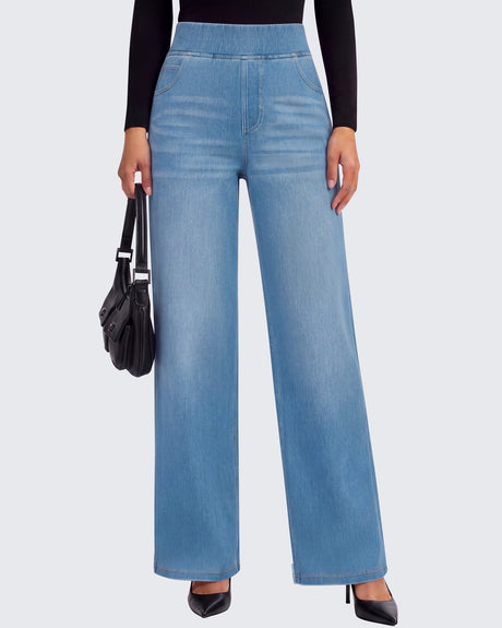 G4Free - Wide Leg High Waisted Stretchy Denim Pants -GF26J1208LOD004F-XS