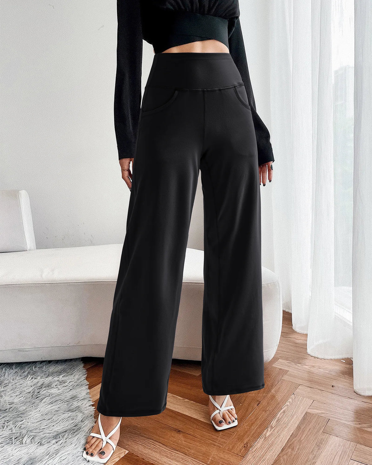 G4Free - Wide Leg Pants Woman Yoga Pants with Pockets Petite -PM23D151AA-S-PM23D151AB-M-PM23D151AC-L-PM23D151AD-XL-PM23D151AE-XXL