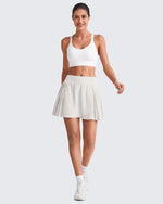 G4Free - Wrapped  Front Pleated Tennis A Line Skirts -GF25H410CA-S-GF25H410CB-M-GF25H410CC-L-GF25H410CD-XL-GF25H410CE-XXL