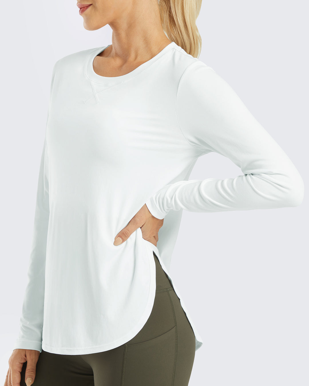 G4Free Activewear Scoop Neck UV Sun Workout Long Sleeve 