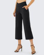 G4Free Activewear Wide Leg High-Waisted Capri Work Pants 25 