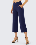 G4Free Activewear Wide Leg High-Waisted Capri Work Pants 25 