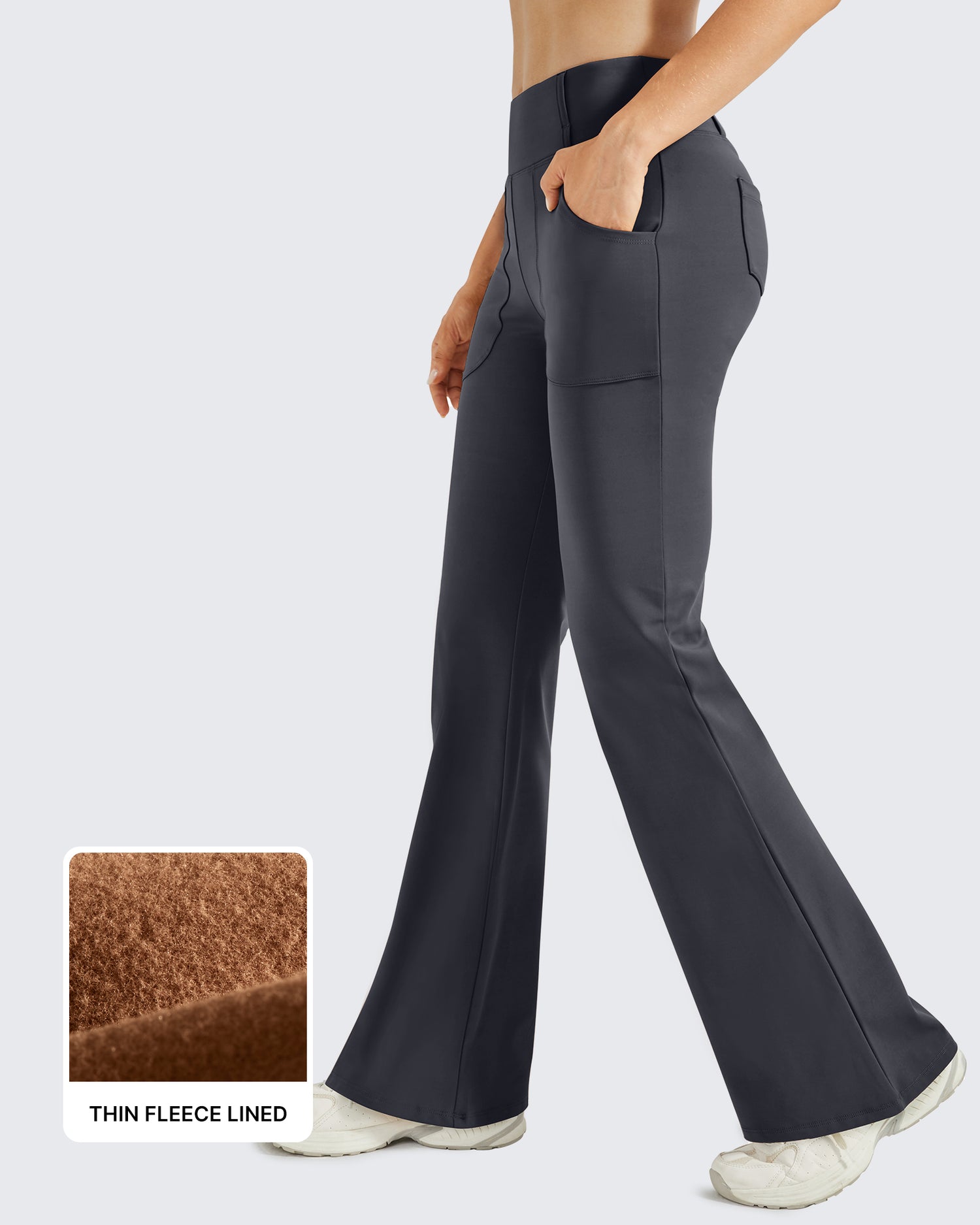 Fleece Lined High-Waist Work Flare Pants
