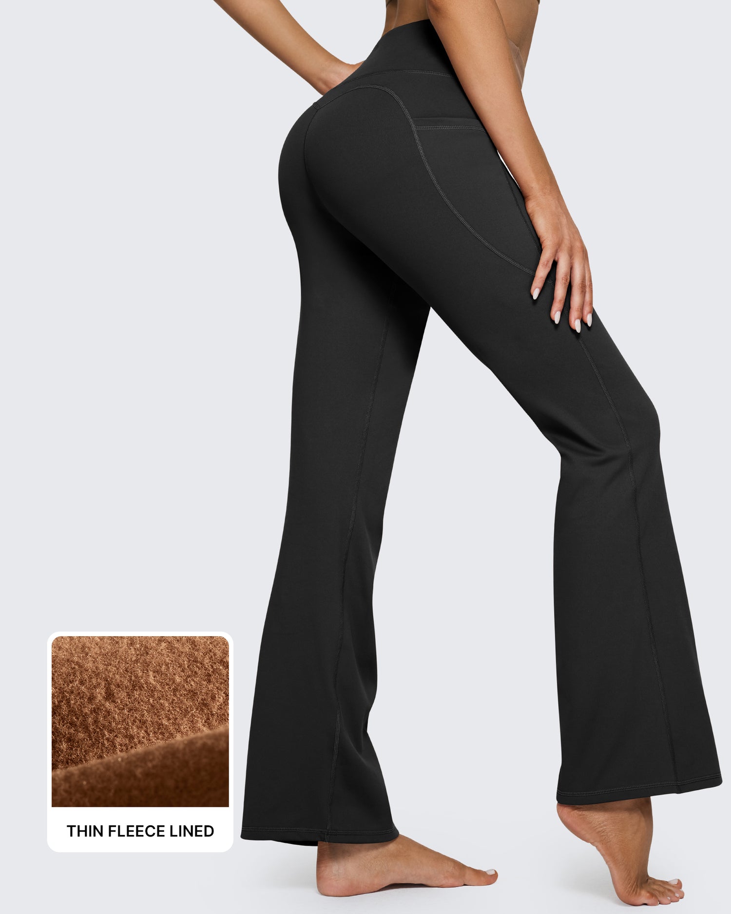 Fleece Lined High-Waist Casual Flare Pants