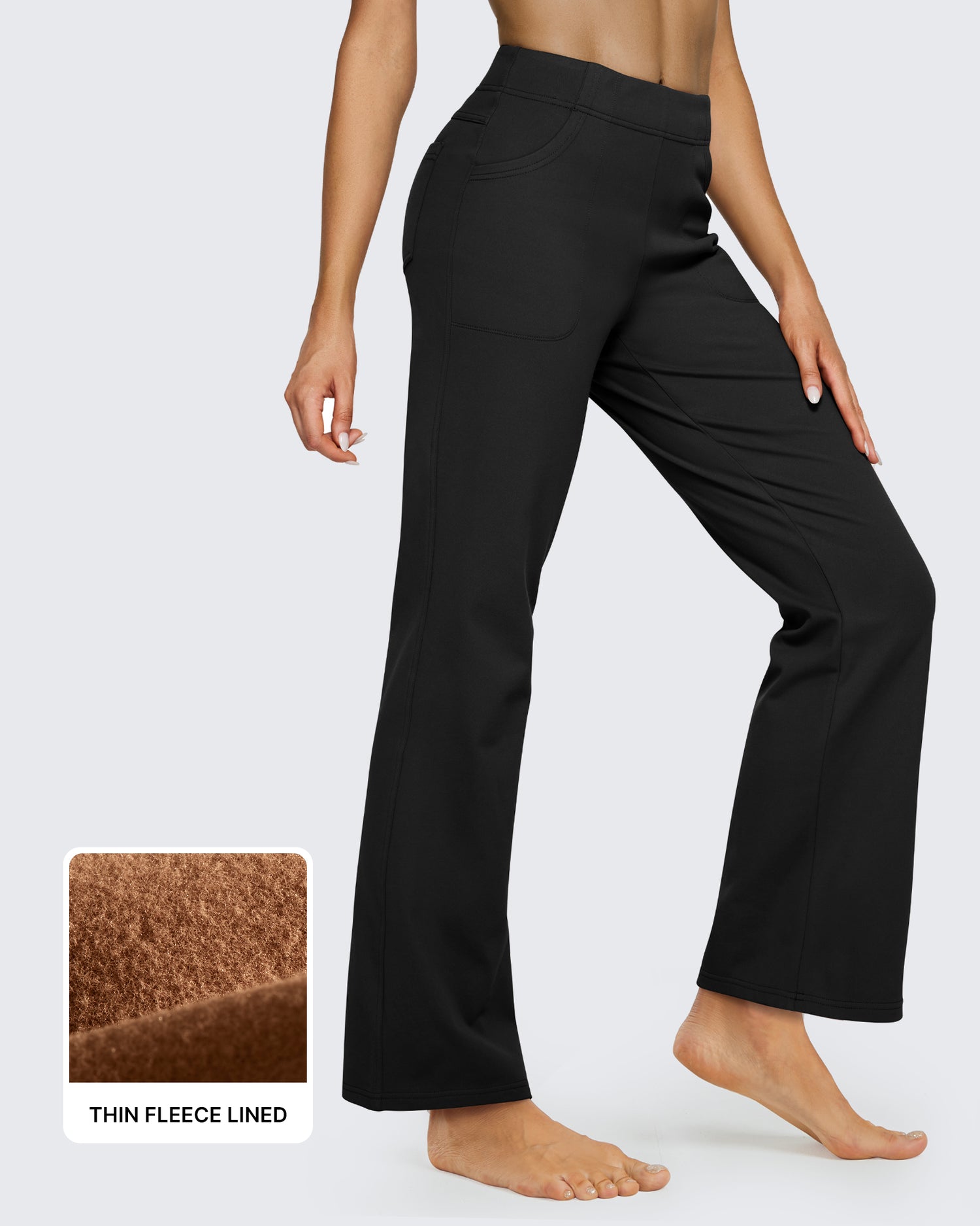 Fleece Lined High-Waist Flare Work Pants