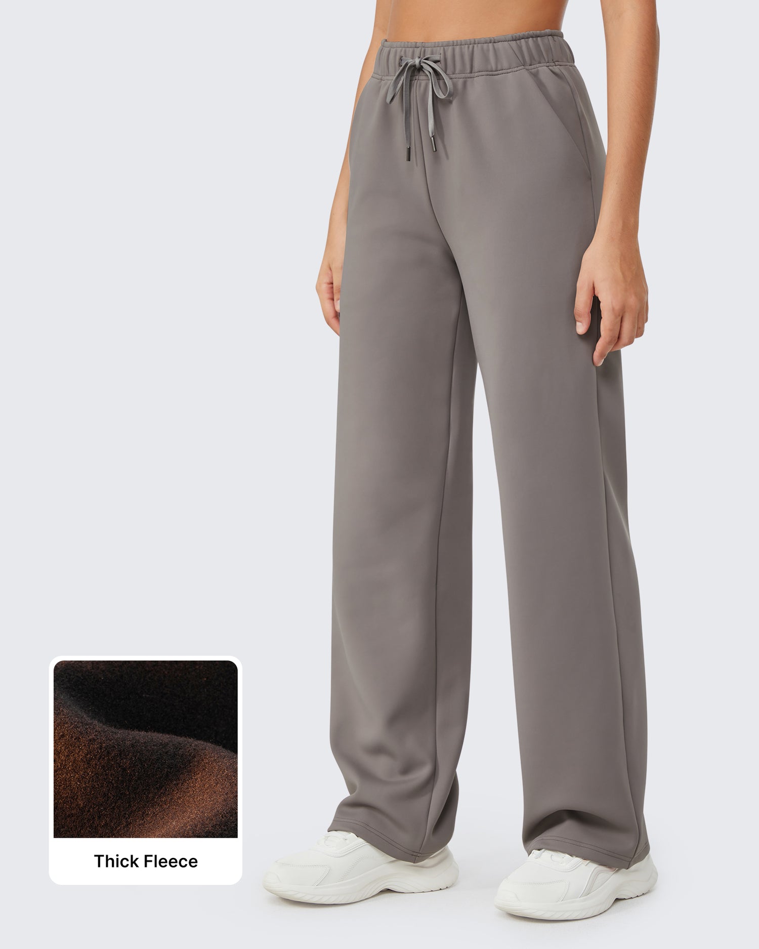 Loose Fleece Lined Mid-Waist Casual Pants