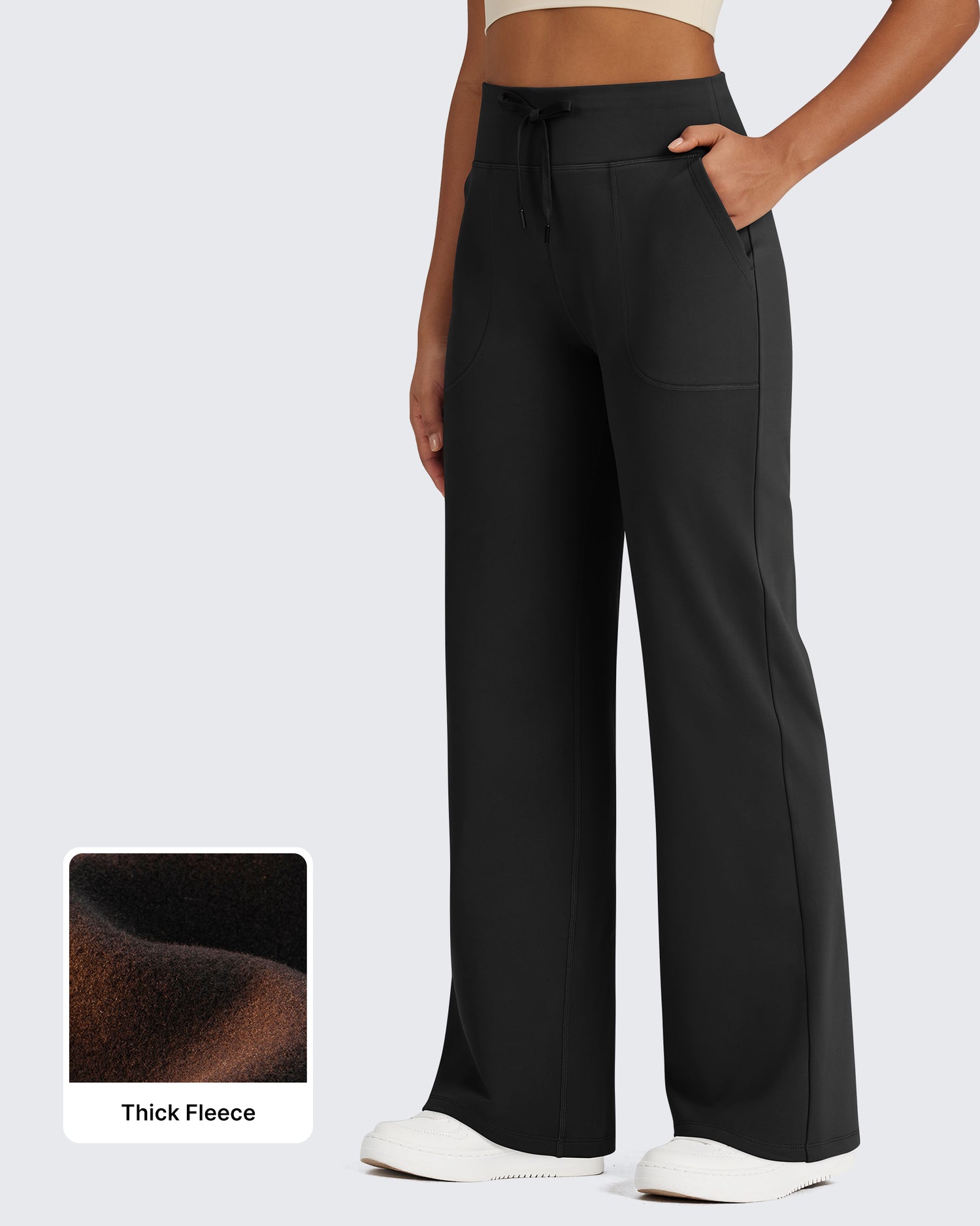 Fleece Lined High-Waist Drawstring Pants