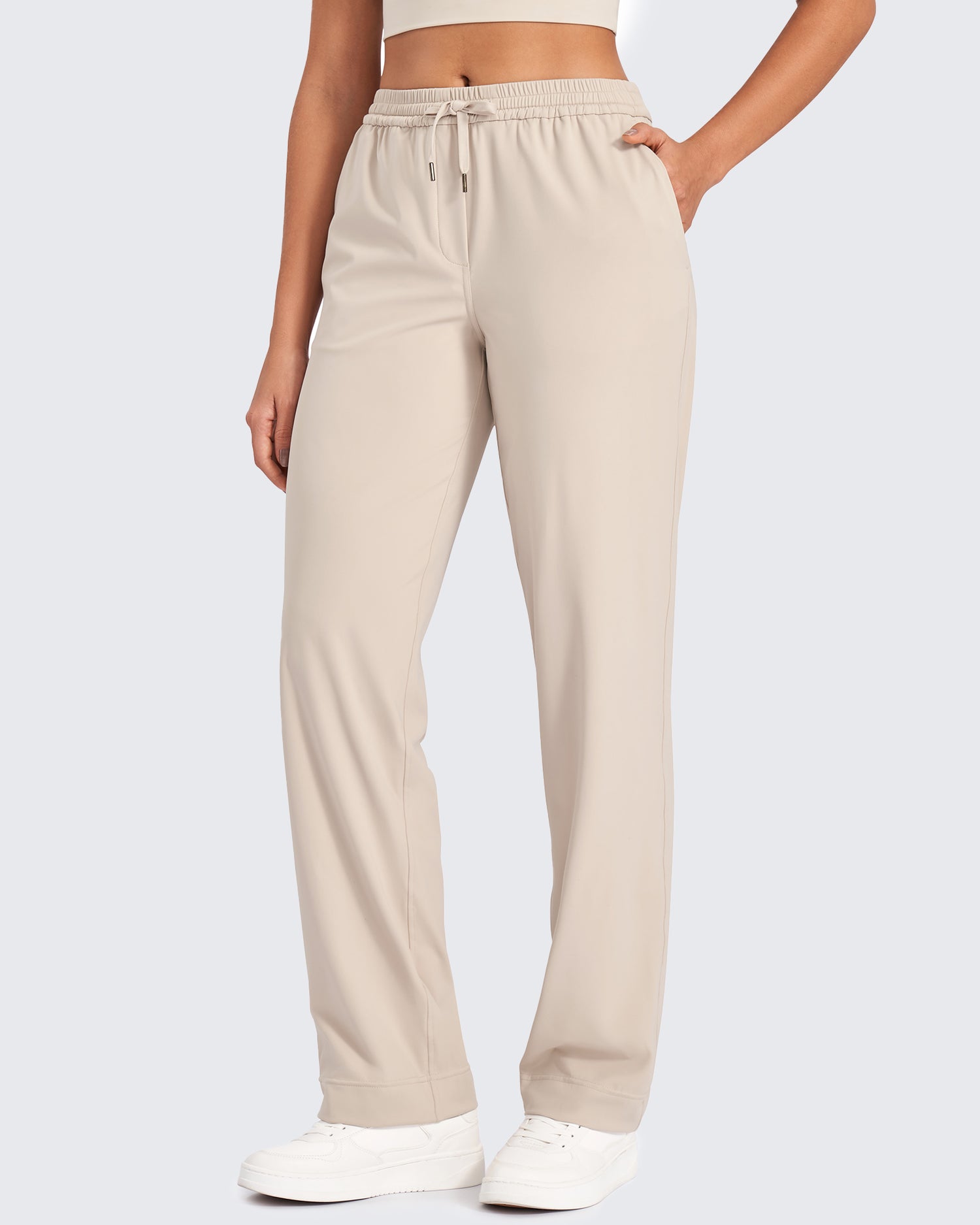 G4Free Activewear Bizcasual Business Drawstrings Straight Pants 