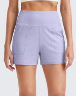 G4Free Activewear Ribbed Mid-Rise Seamless Work Shorts 