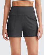 G4Free Activewear Ribbed Mid-Rise Seamless Work Shorts 