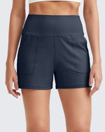 G4Free Activewear Ribbed Mid-Rise Seamless Work Shorts 