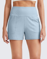 G4Free Activewear Ribbed Mid-Rise Seamless Work Shorts 