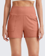 G4Free Activewear Ribbed Mid-Rise Seamless Work Shorts 