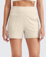 G4Free Activewear Ribbed Mid-Rise Seamless Work Shorts 