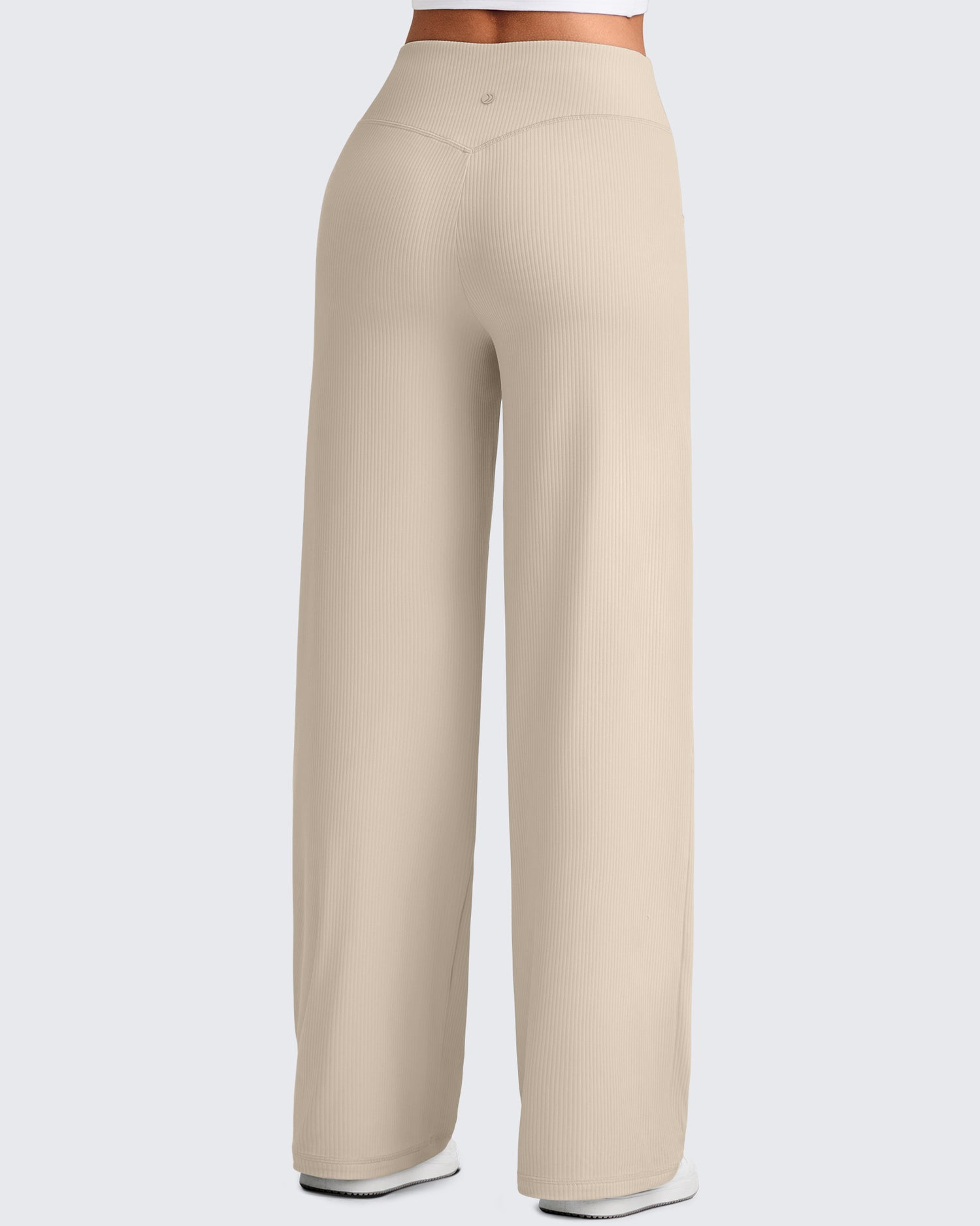 Ribbed Cross High-Waist Wide Leg Pants