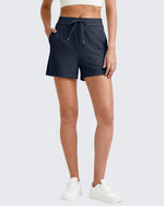 G4free Ribbed Mid-Rise Drawstring Shorts 