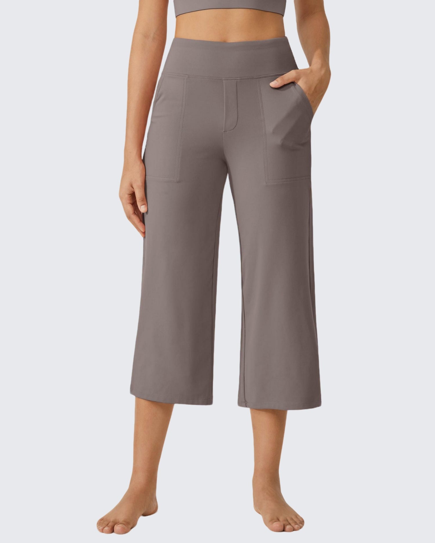 G4Free Activewear Wide Leg High-Waist Multiple Casual Capri Pants 