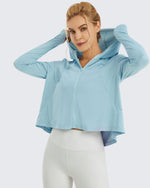 G4Free Activewear UV Sun Crop Zip Hoodie Long Sleeve 