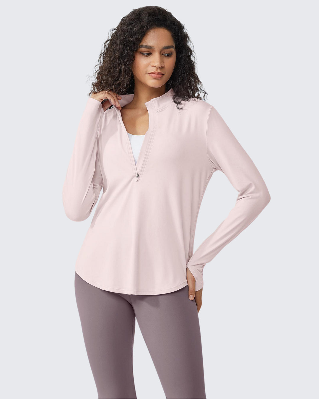 G4Free Activewear Quick Dry High Neck Sun Half Zip Tops 