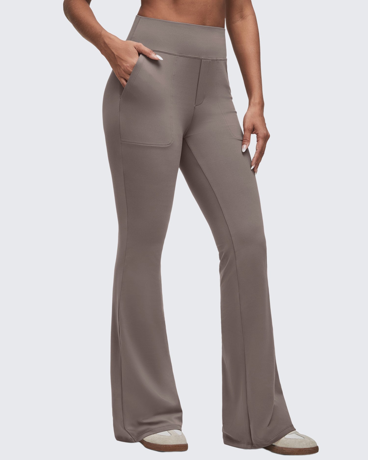 BareFeel High Waisted Pockets Flare Dress Pants