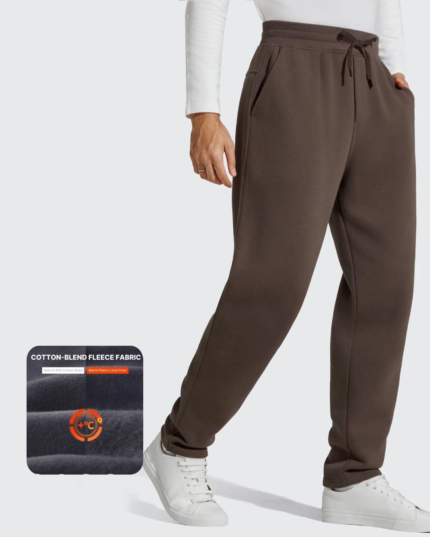 Flurrylux Men's Fleece-Lined Drawstring Cotton Straight Leg Pants