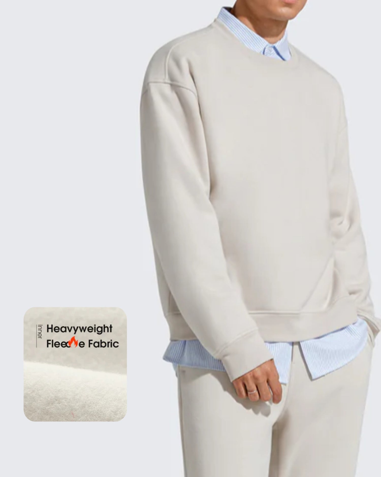 Flurrylux Men's Cotton Fleece Lined Crewneck Pullover