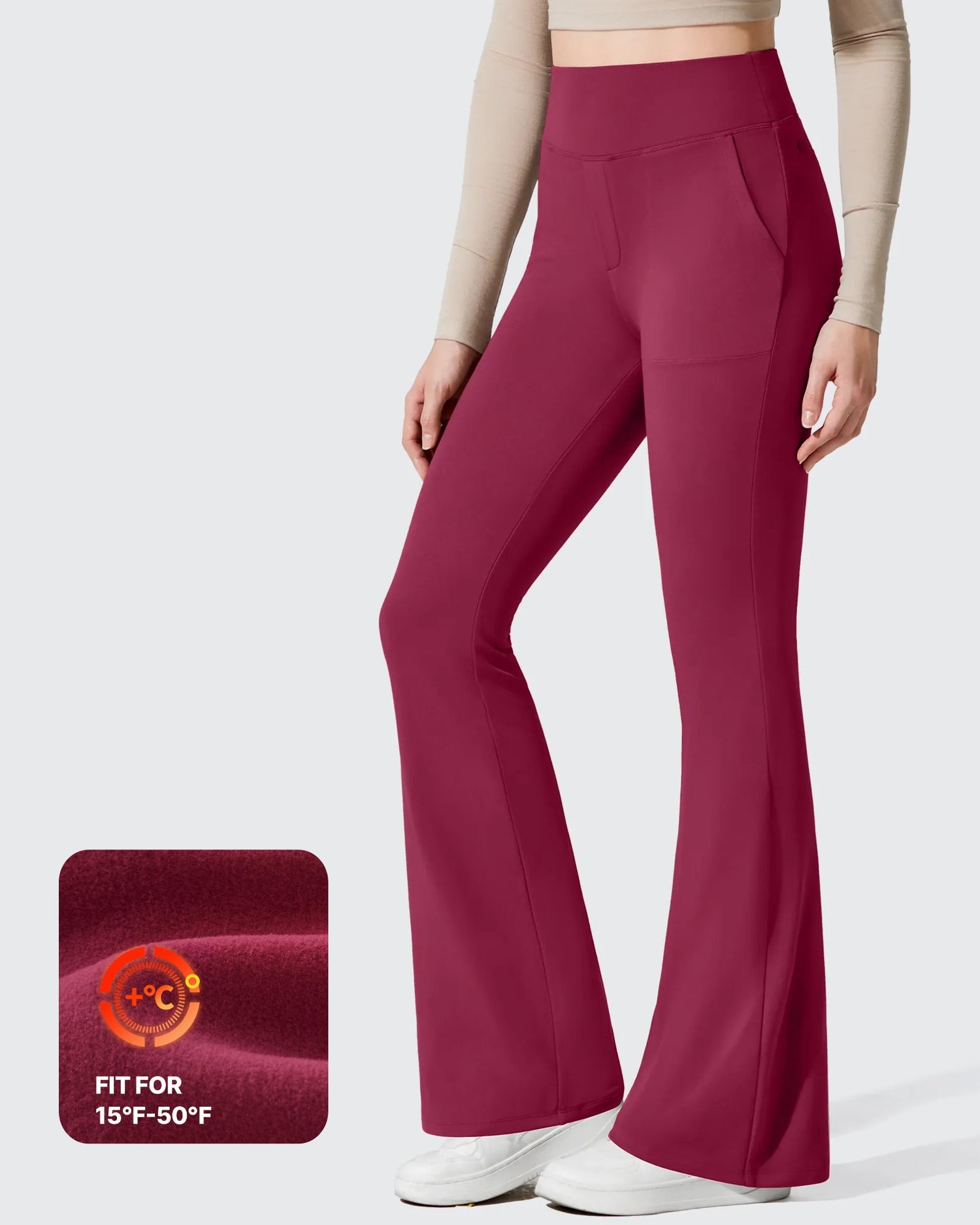 Barefeel Fleece Lined Pockets Flare Yoga Pants
